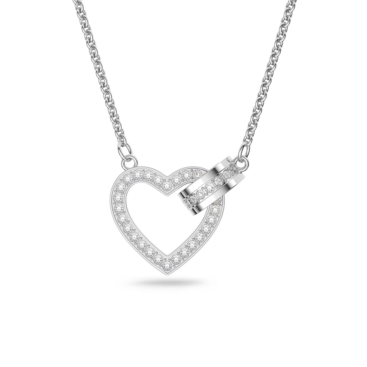 Swarovski Lovely Necklace, Heart, White, Rhodium Plated
